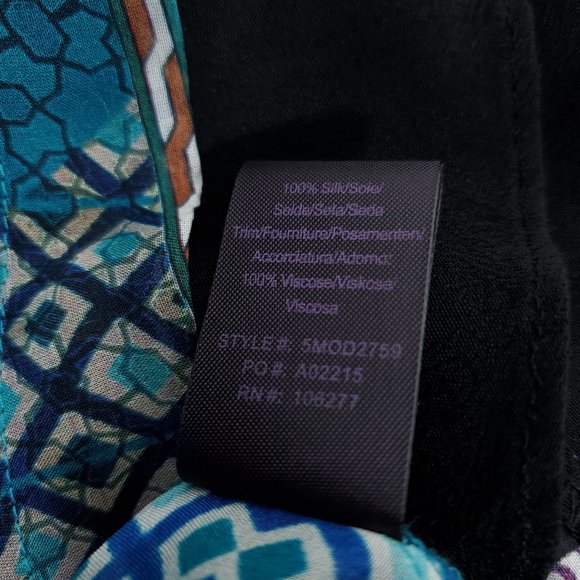 Hale Bob Ladonna Silk Chiffon Teal Crepe Blouse - Picture 9 of 9